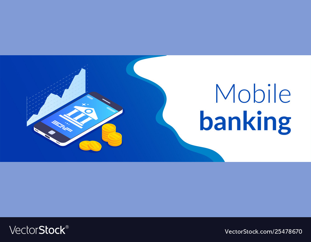 Mobile banking concept online bank template