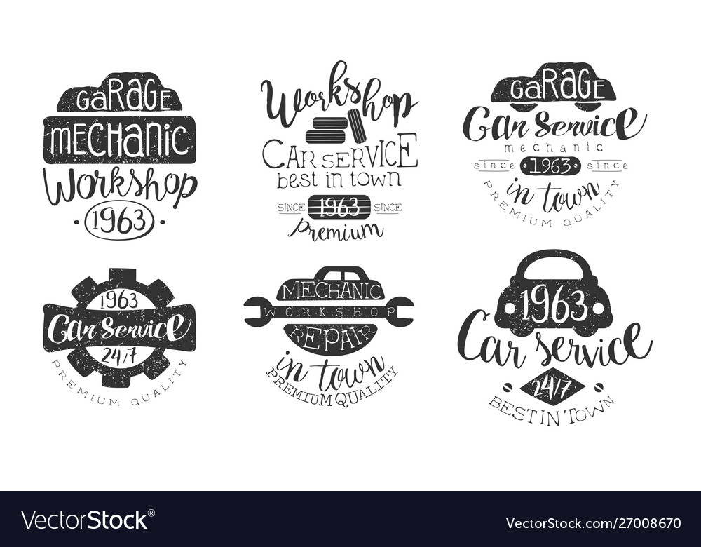 Retro Garage Mechanic Workshop Labels