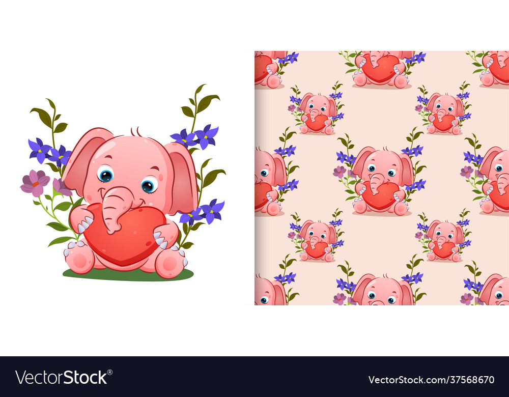 Seamless cute elephant is holding