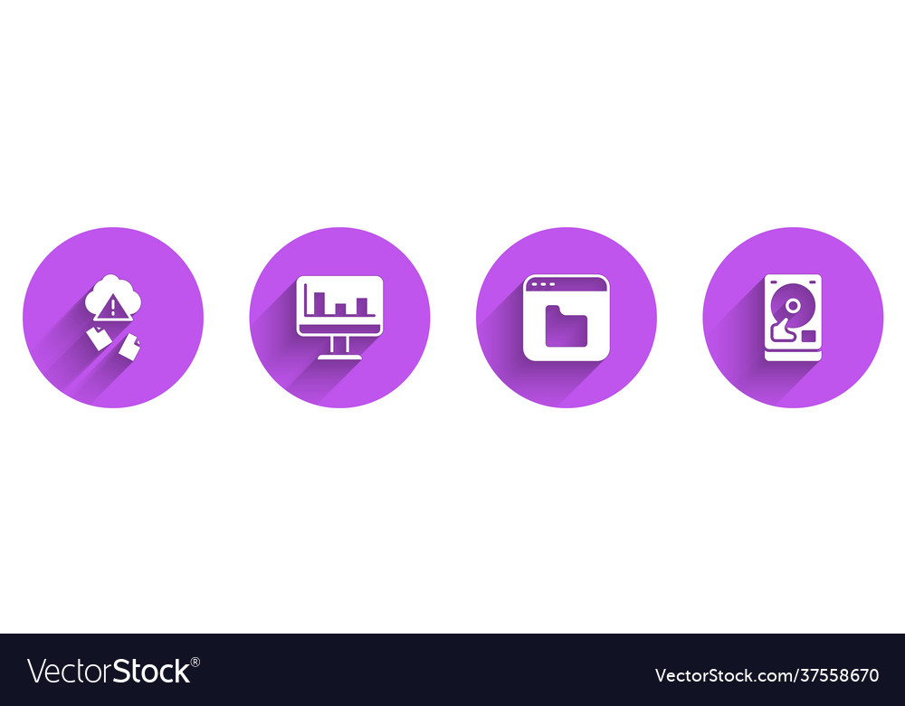 Set cloud hacking monitor with graph chart vector image Set cloud hacking monitor with graph chart