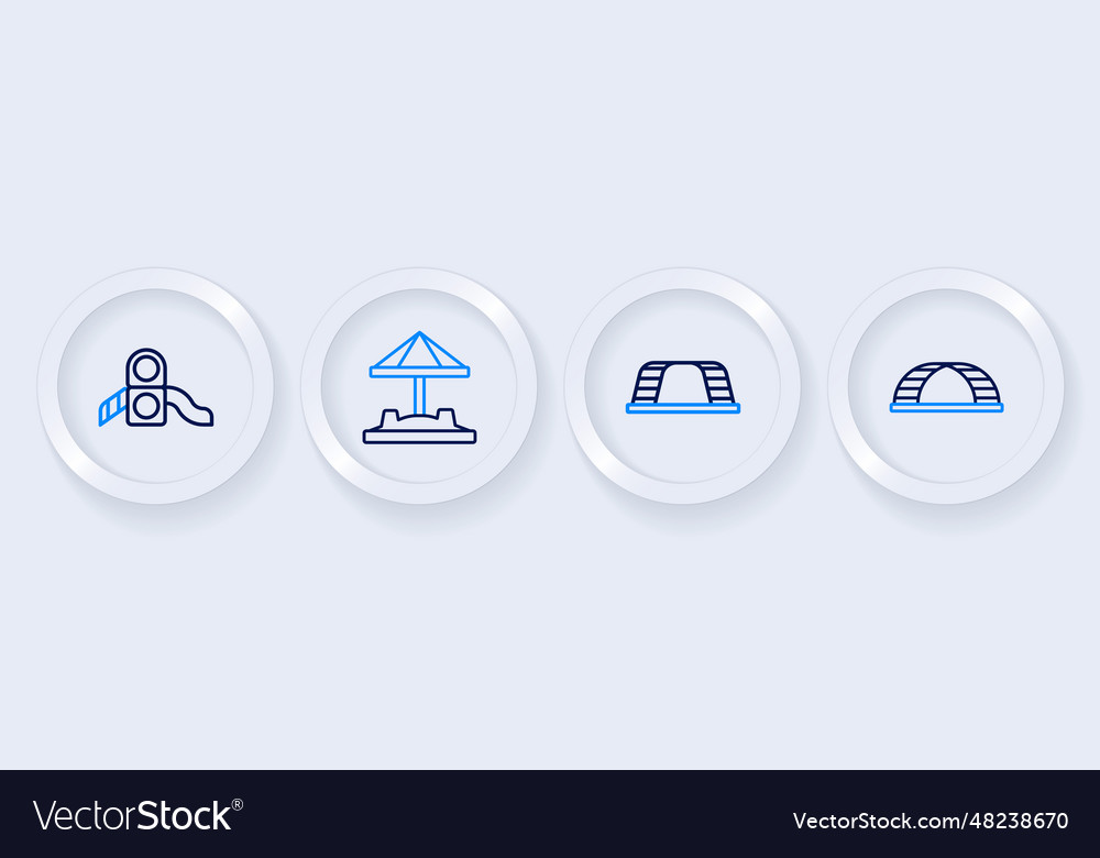 Set line monkey bar sandbox with sand and slide vector image Set line monkey bar sandbox with sand and slide