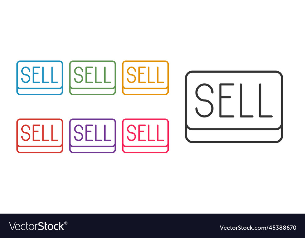 Set line sell button icon isolated on white vector image Set line sell button icon isolated on white