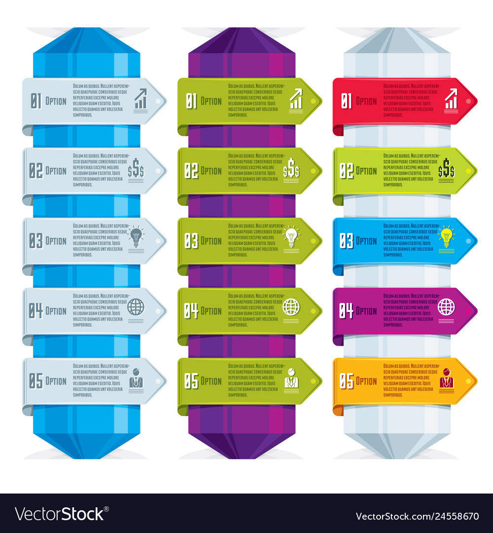 Set of different color infographic compositions vector image Set of different color infographic compositions
