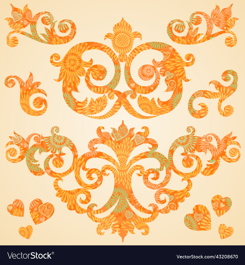Set of scrolls and vignettes in victorian style vector image Set of scrolls and vignettes in victorian style