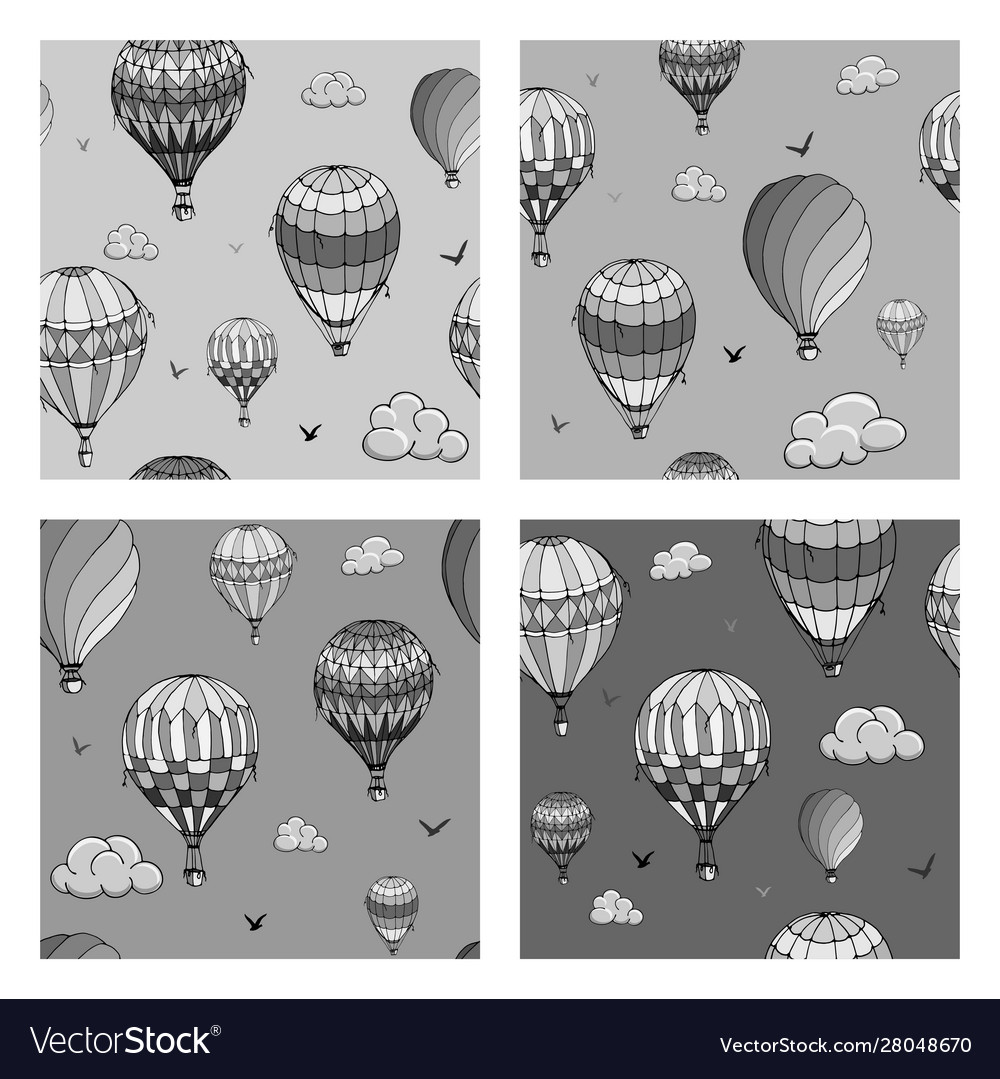 Set seamless pattern with balloons