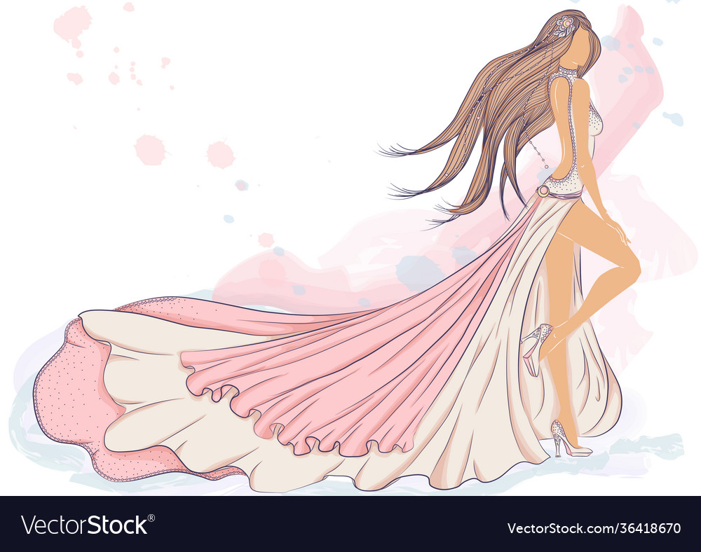 Silhouette a girl color Royalty Free Vector Image