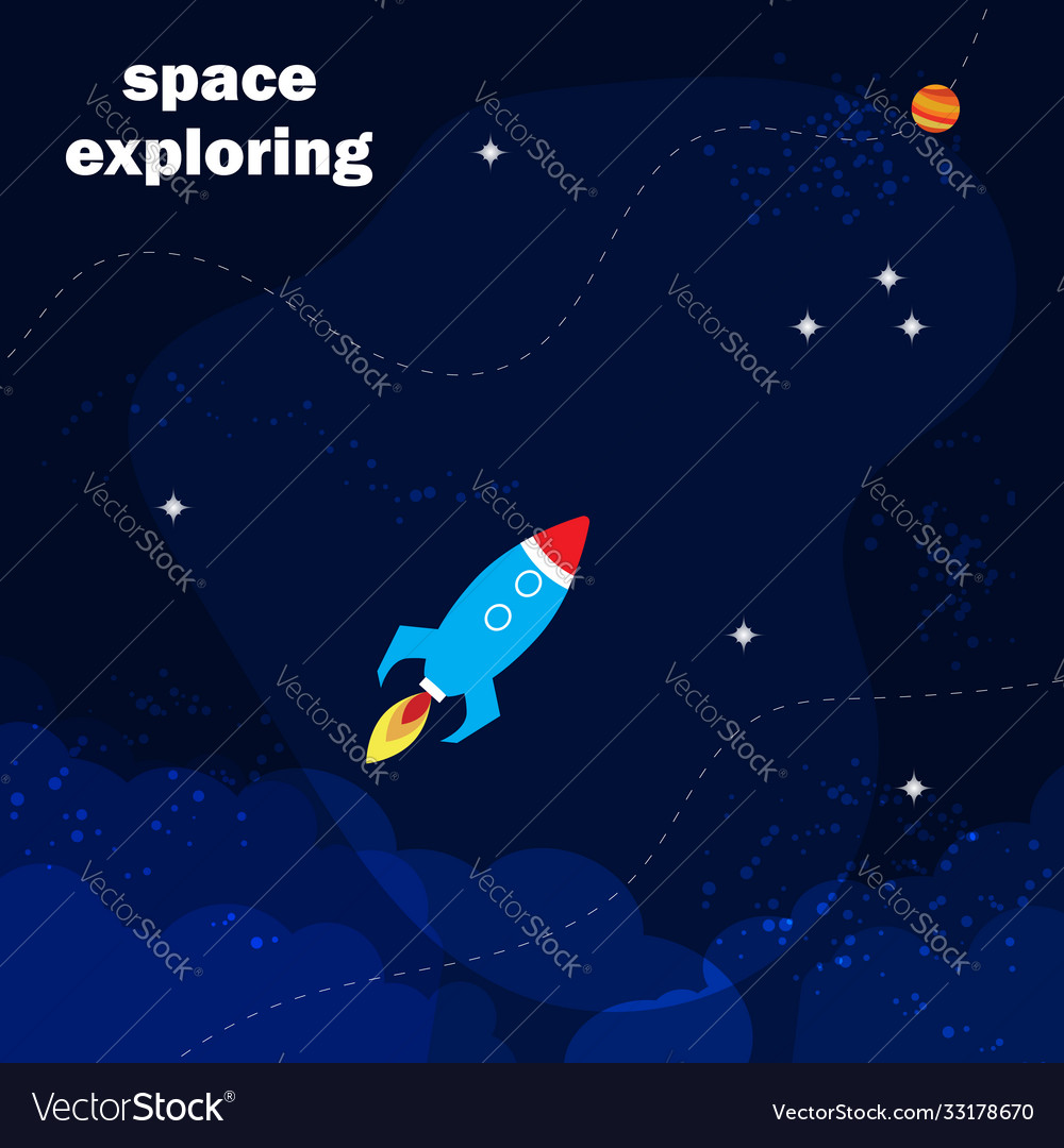 Spaceship launch to outer space vector image Spaceship launch to outer space