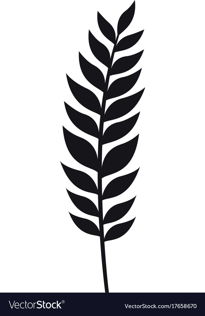 Stem with leaves on monochrome silhouette