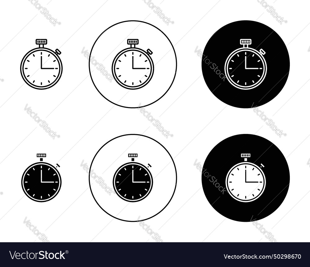 Stopwatch icon set watch clock timer chronometer
