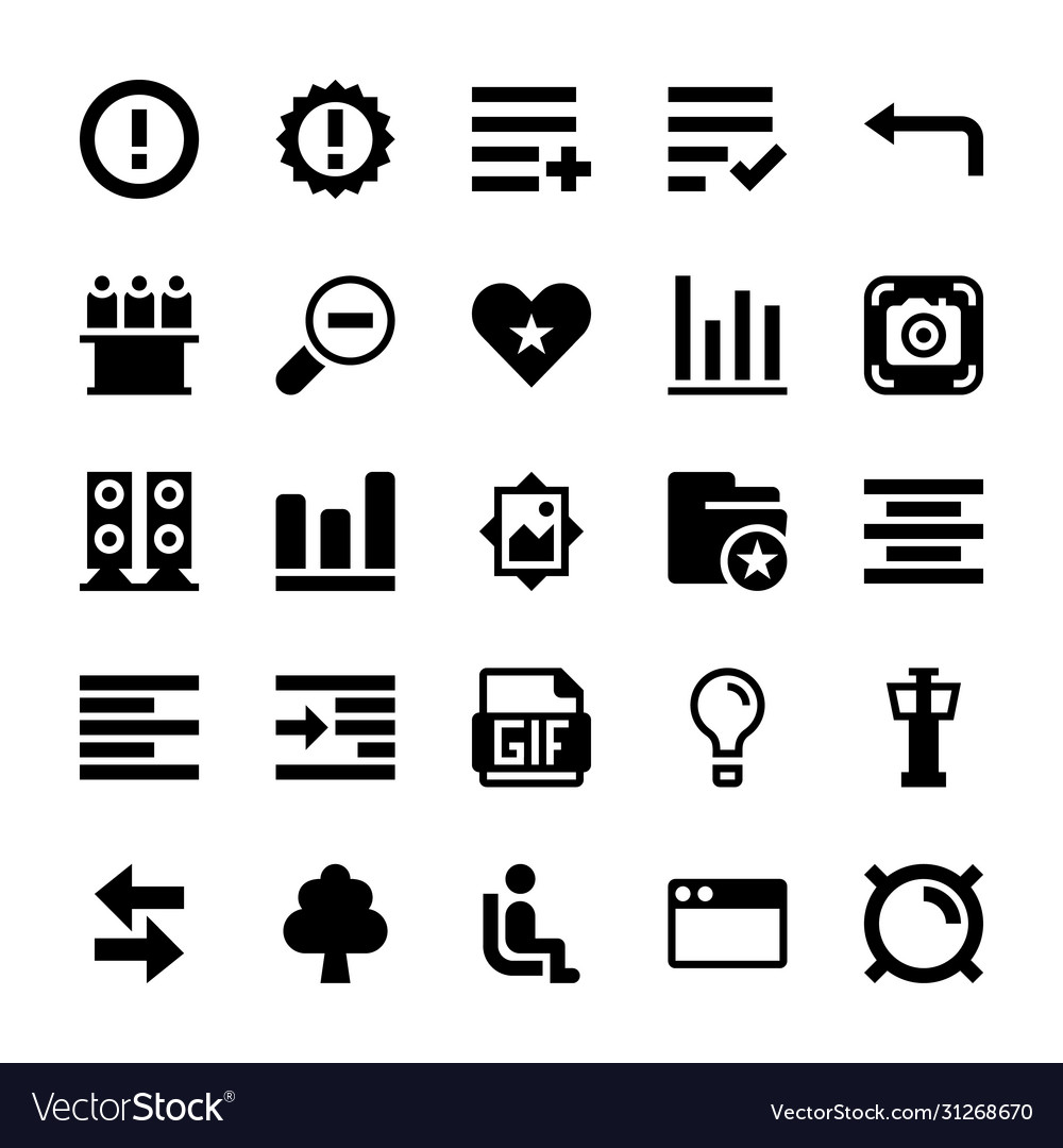User interface icons set in glyph design