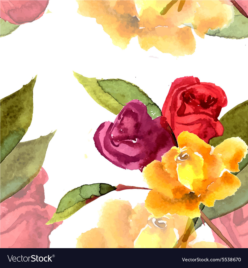Watercolor Rose Seamless Floral Pattern
