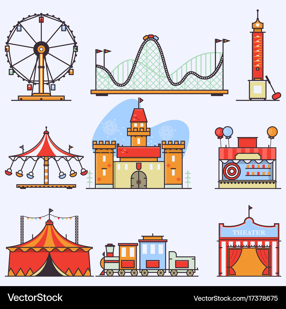 Amusement Park Ride Elements Royalty Free Vector Image