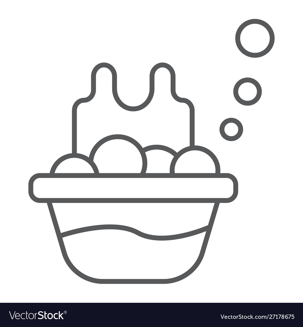 Korb mit Kleidung dünne Linie Icon Wäsche vector image Korb mit Kleidung dünne Linie Icon Wäsche
