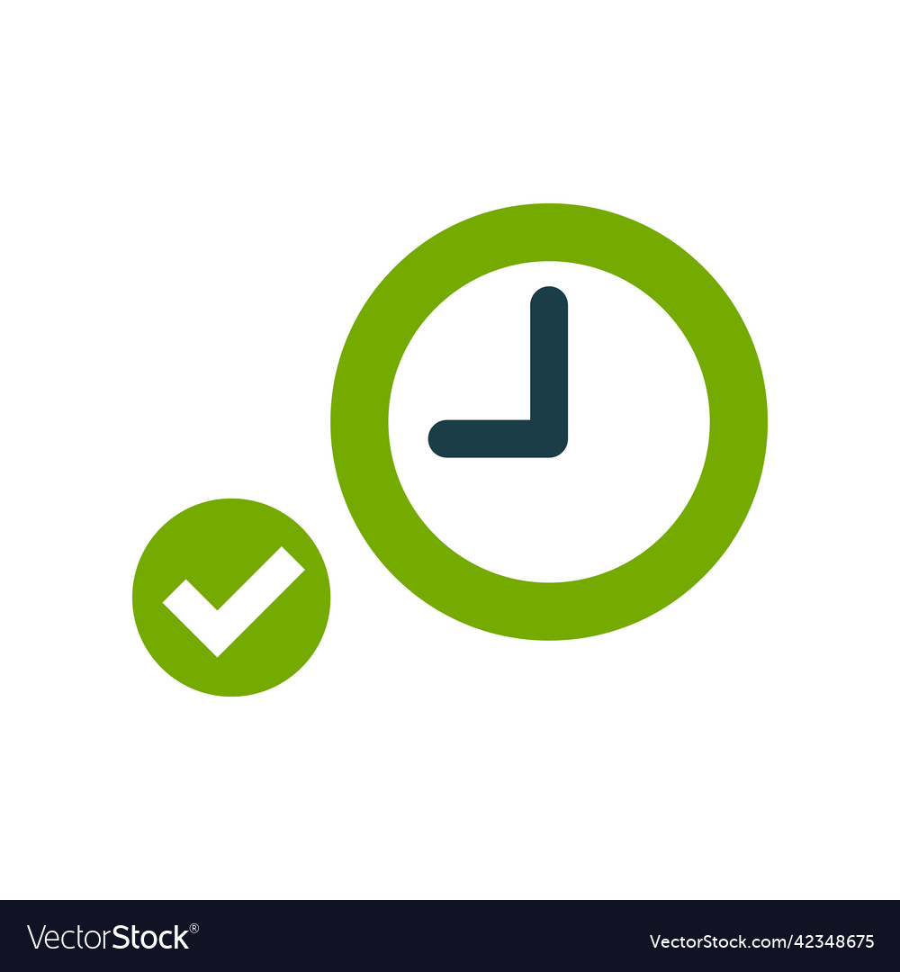 Clock and check mark icon set