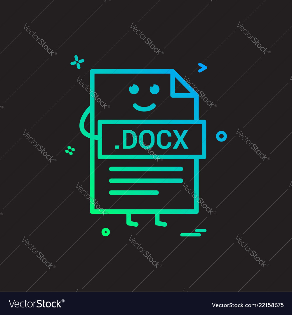 Computer docx file format type icon design vector image Computer docx file format type icon design