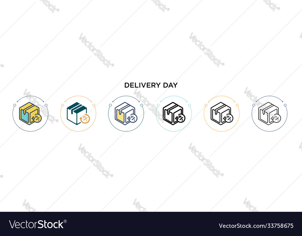 Delivery day icon in filled thin line outline