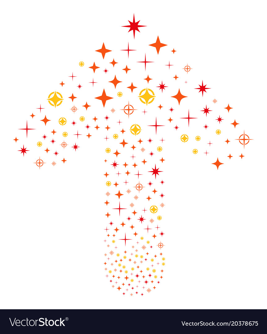 Forward path arrow shape with confetti stars