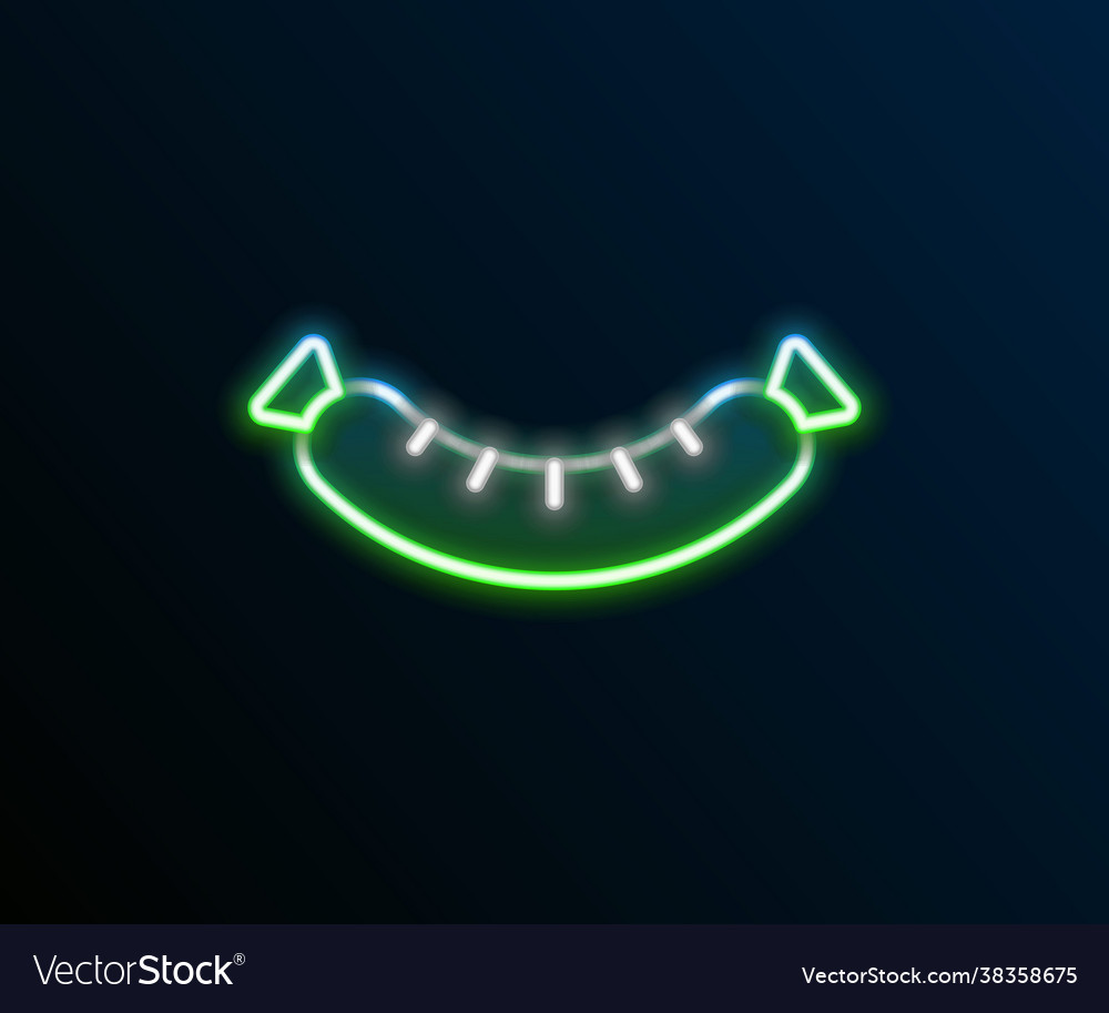 Glowing neon line sausage icon isolated on black