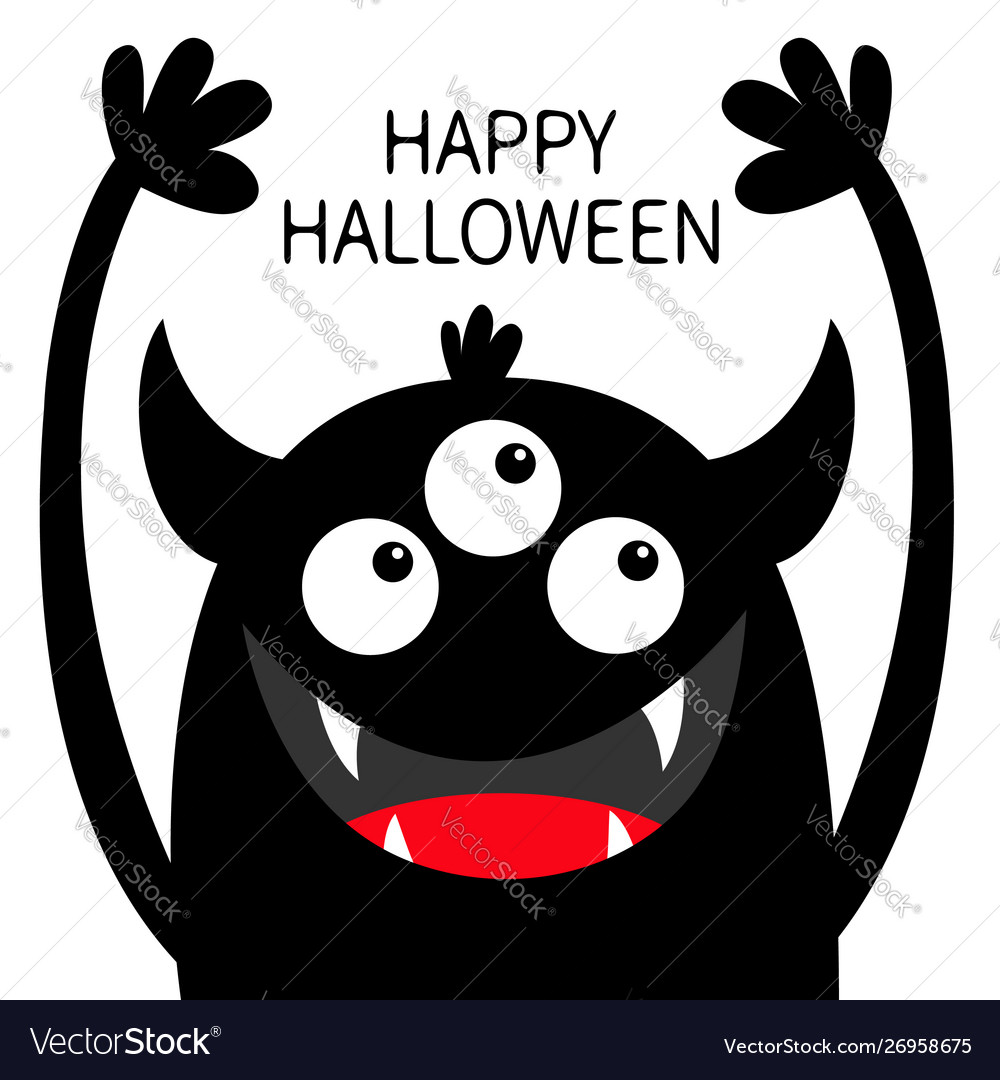 Happy halloween monster kopf schwarz silhouette