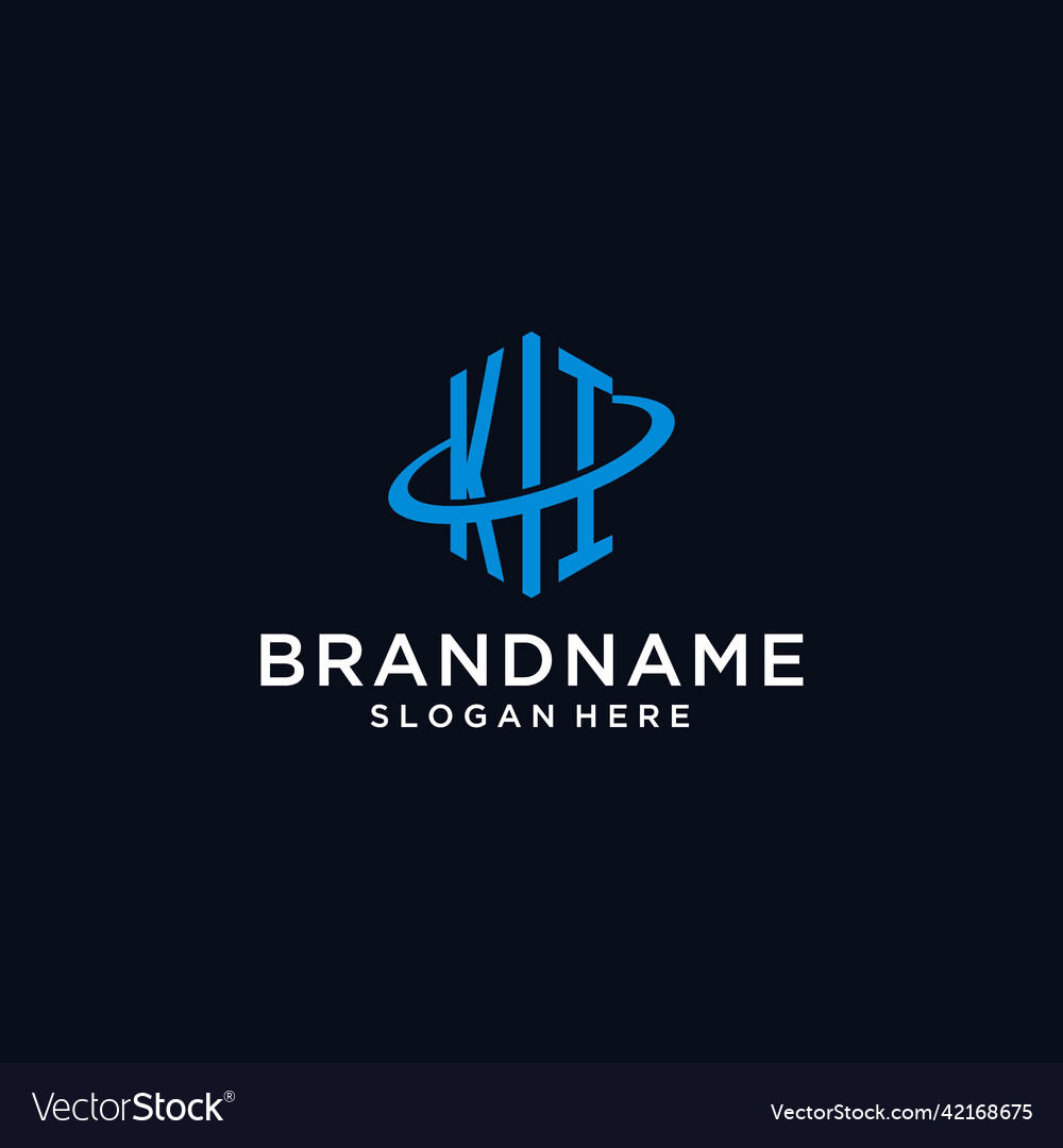 Ki initial monogram logo with hexagonal shape Vector Image Ki initial monogram logo with hexagonal shape