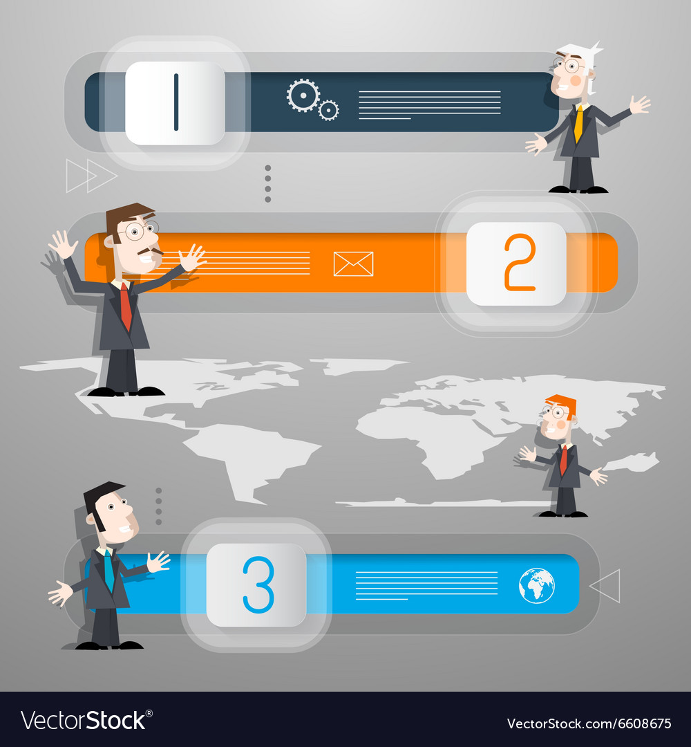 Progress steps for tutorial infographics with men