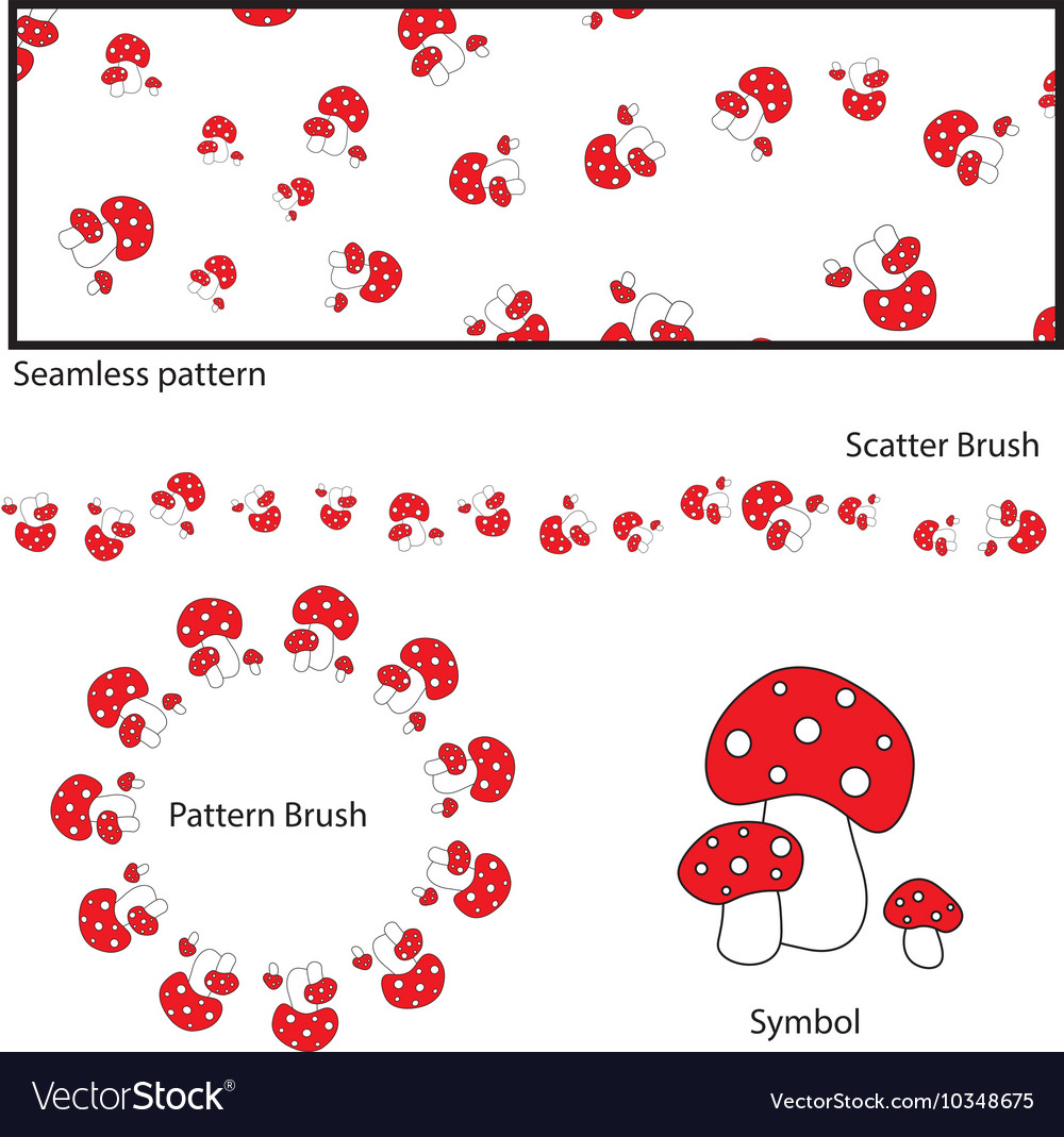 Red capped mushroom pattern brushes and symbol