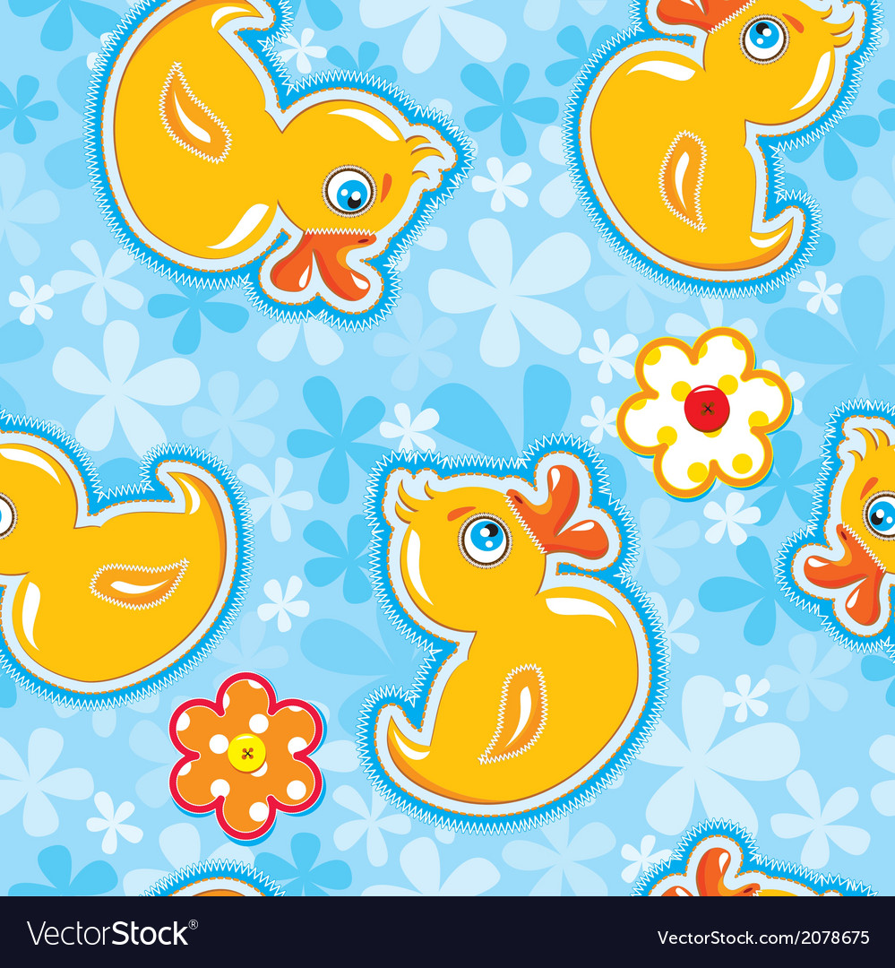 Seamless pattern with cartoon toy - yellow duck