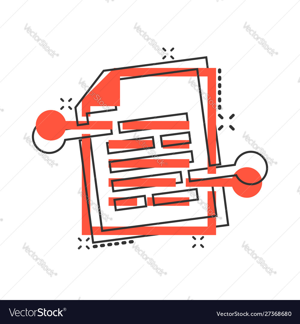 Cartoon document paper icon in comic style terms