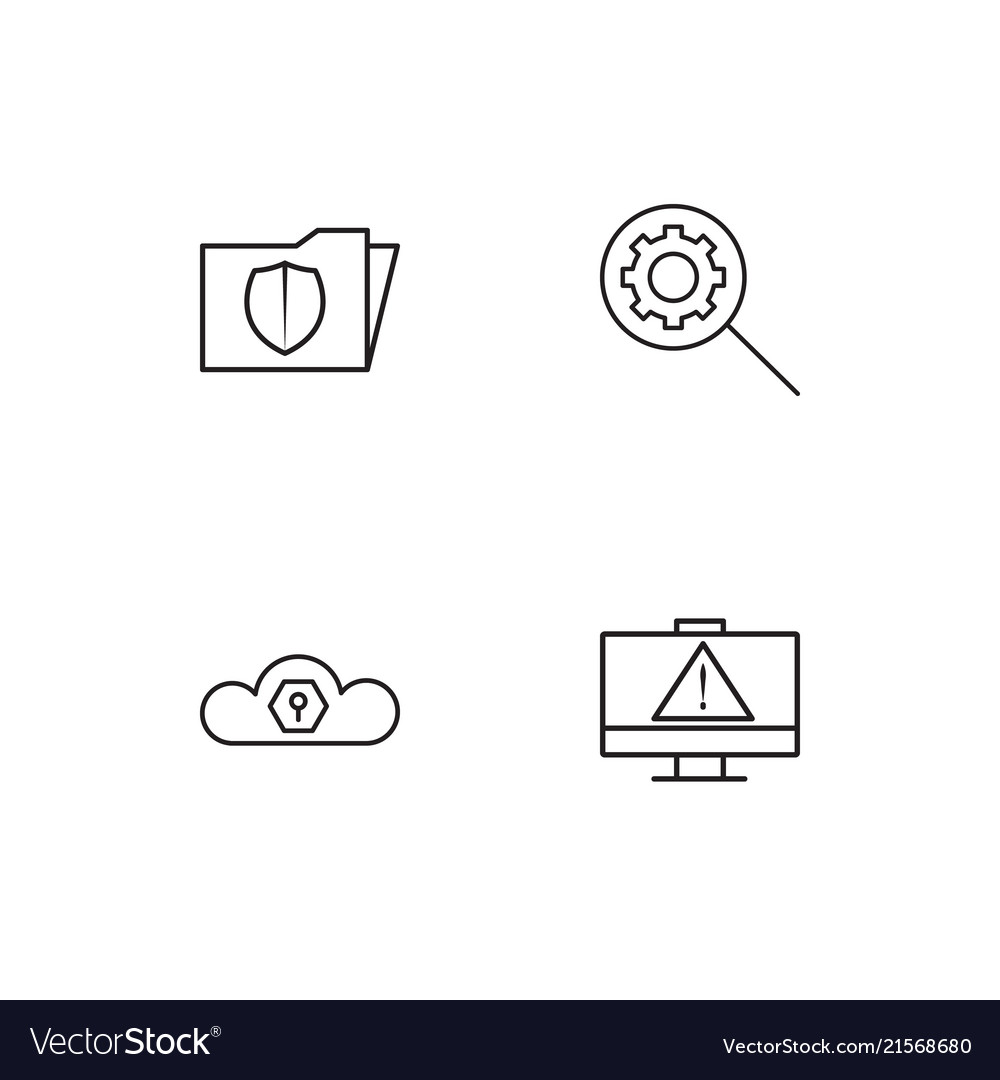 Cyber security linear icons set simple outline