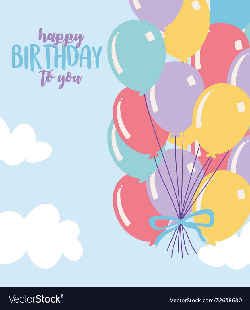 Happy birthday bunch balloons celebration Vector Image