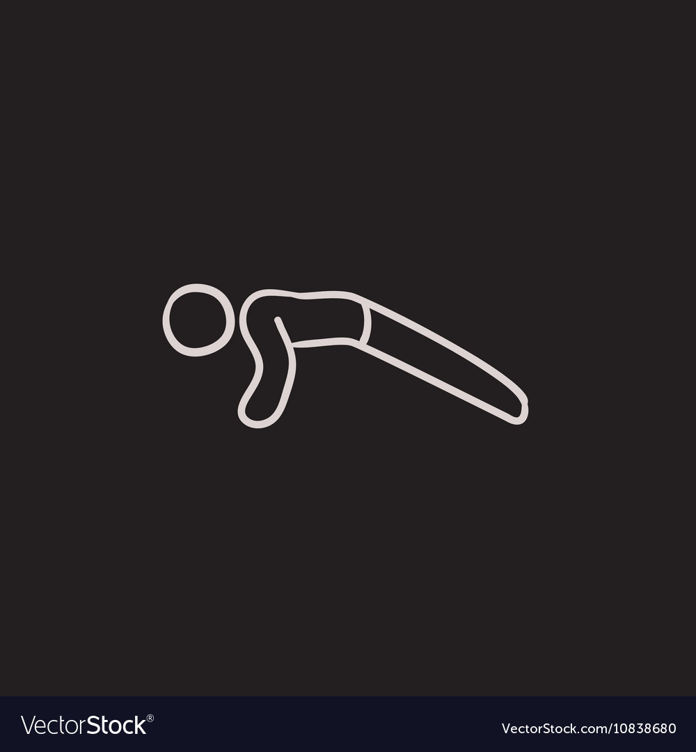 Man making push ups sketch icon