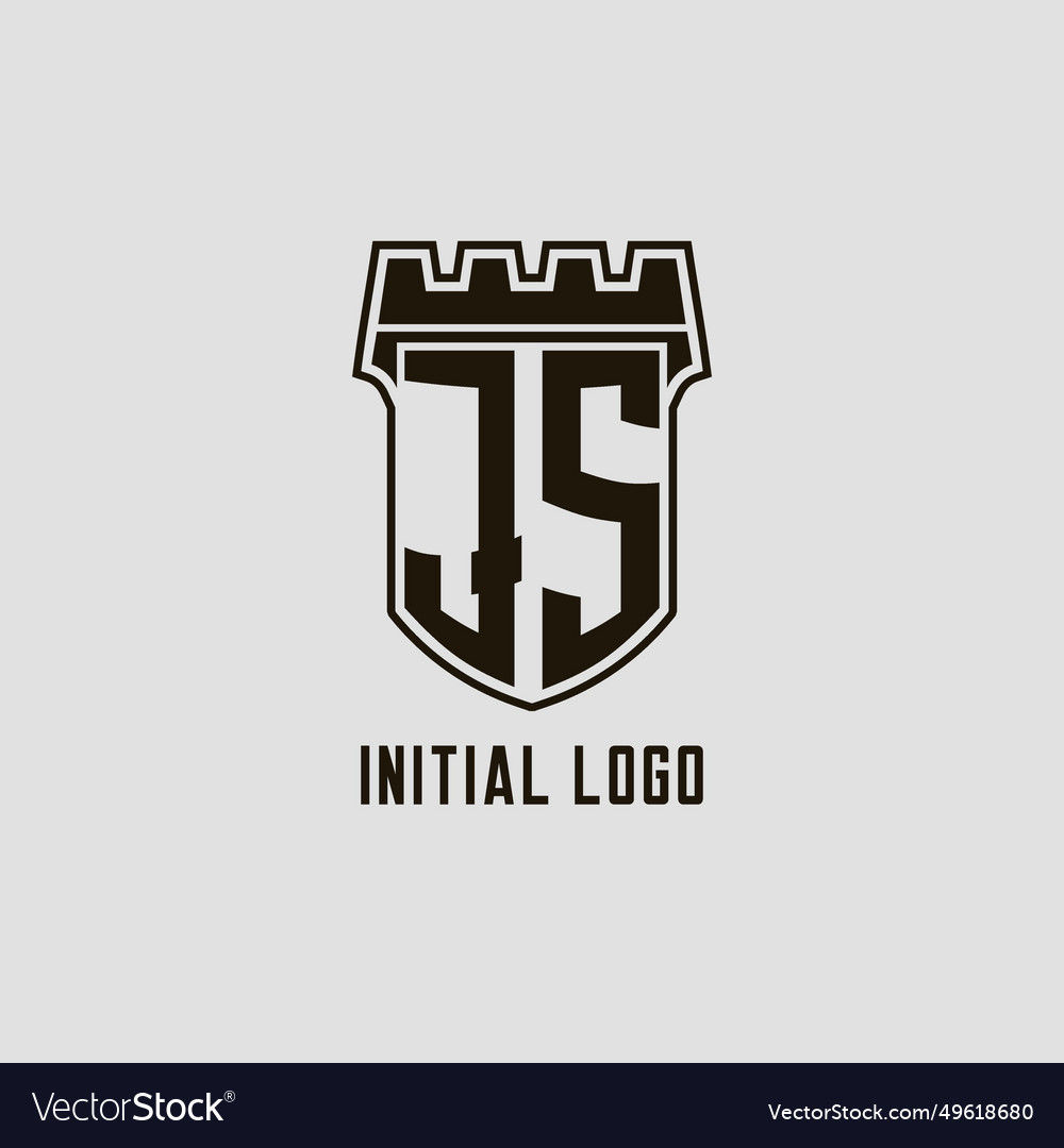Monogram js with shield fortress logo design style