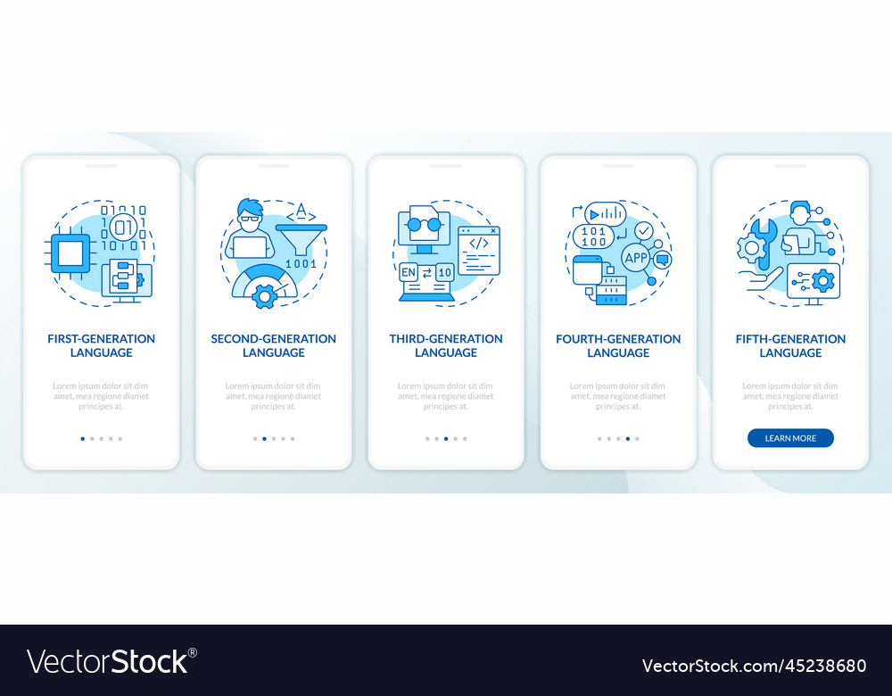 Programming language evolution blue onboarding Vector Image