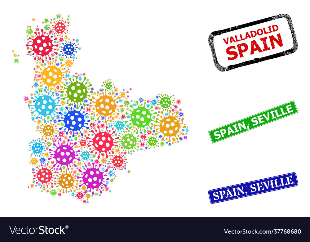 Scratched spain seville badges and colored