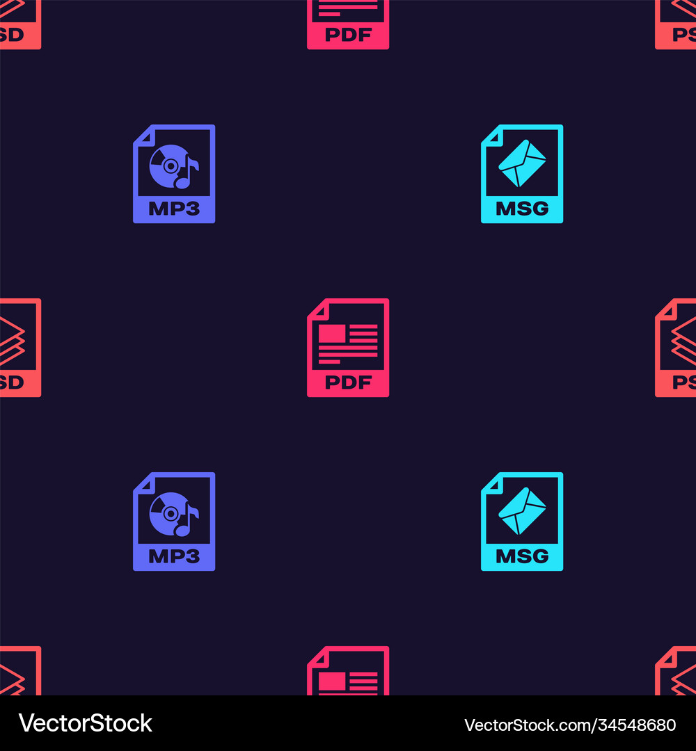 Set msg file document mp3 pdf and psd Royalty Free Vector