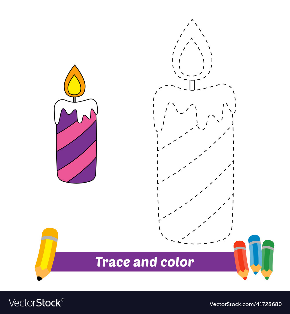 Trace and color for kids candle