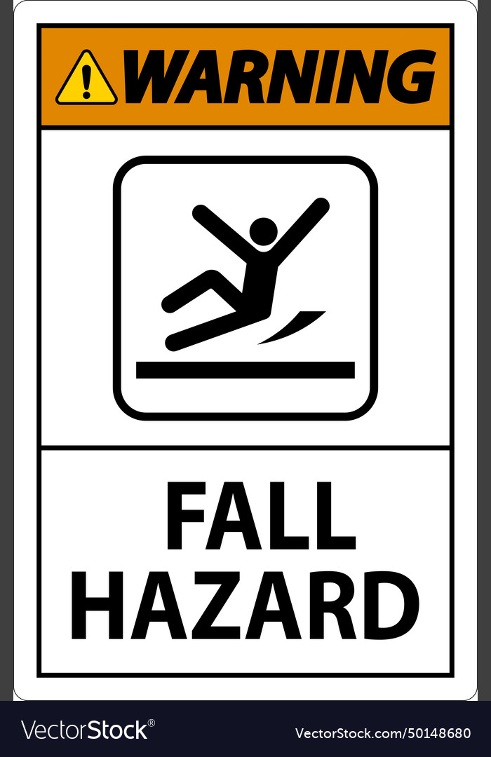 Warning sign fall hazard Royalty Free Vector Image