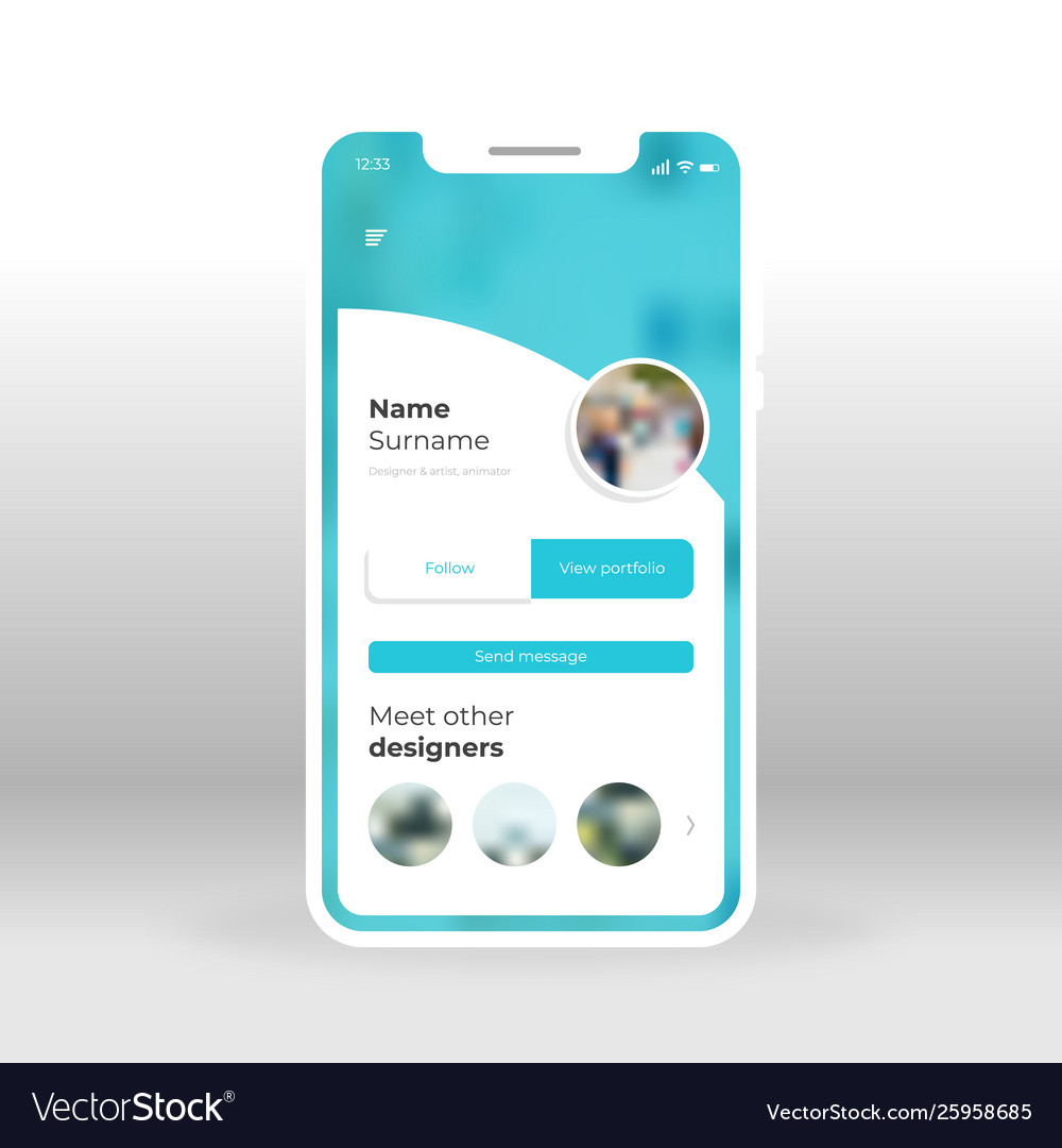 Blue designers group ui ux gui screen for mobile Vector Image