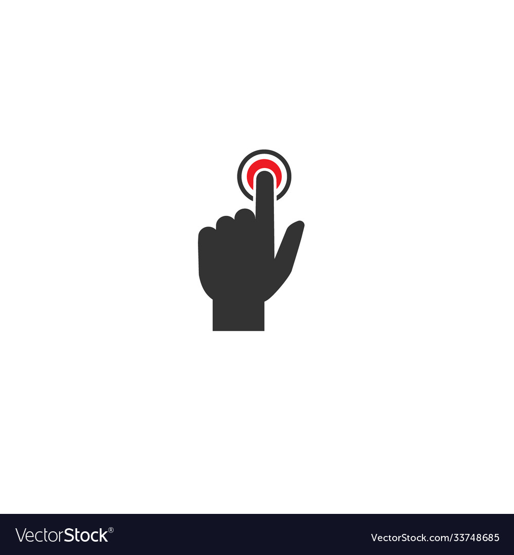 Click or push button pictograph black pointing vector image Click or push button pictograph black pointing