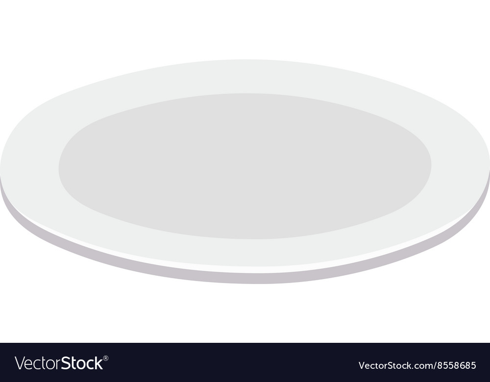 Empty plate isolated on white round dinner Vector Image