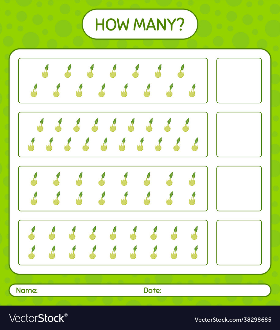 How many counting game with kohlrabi worksheet