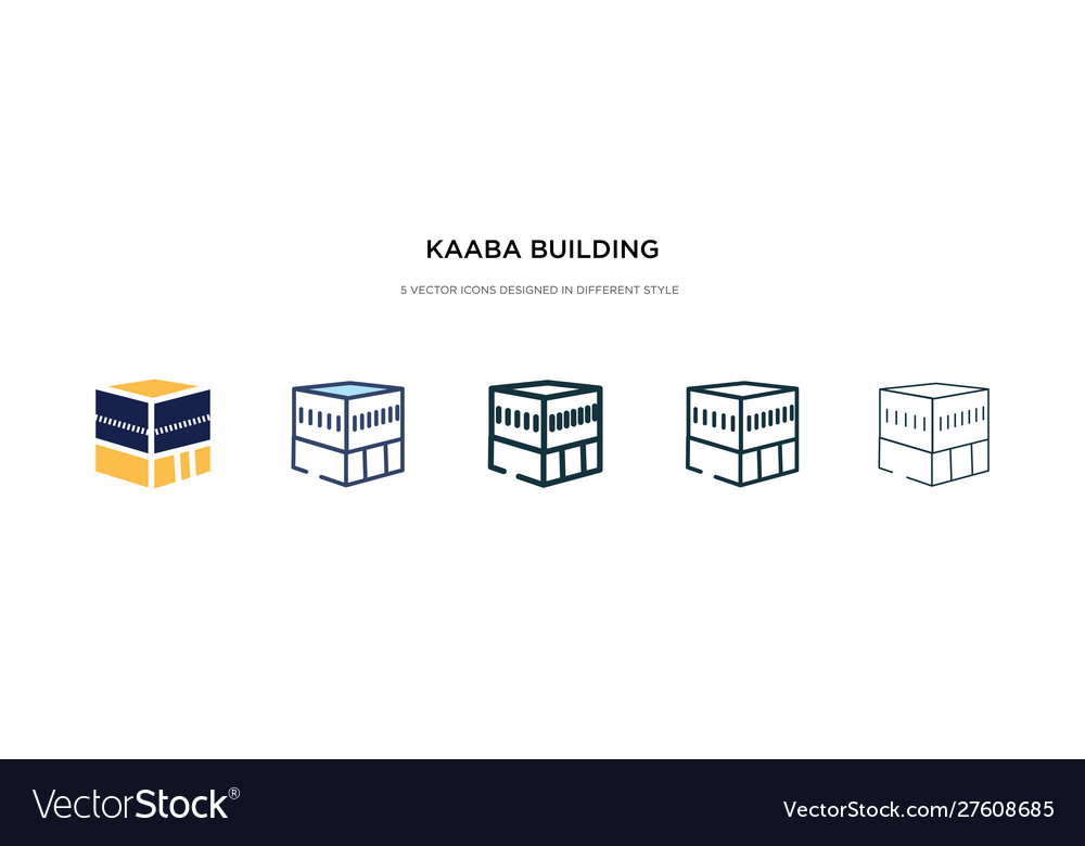 Kaaba building icon in different style two