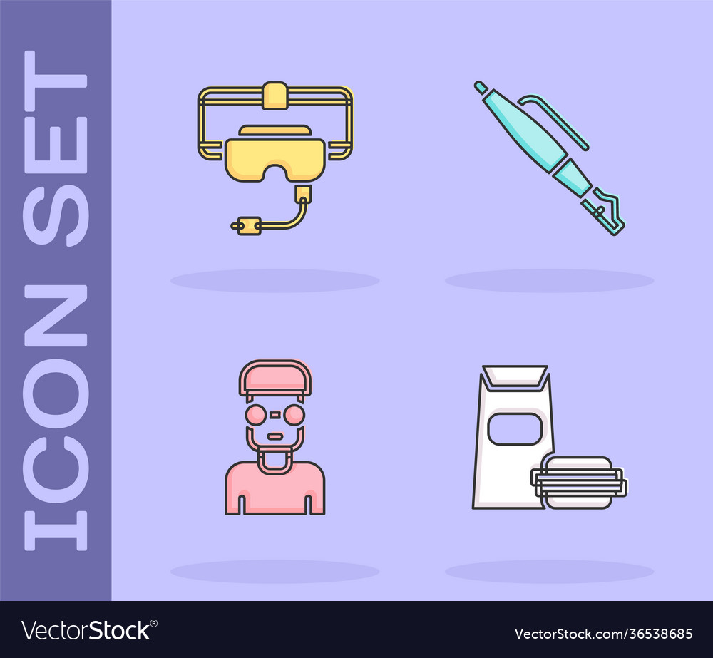 Set burger virtual reality glasses nerd geek