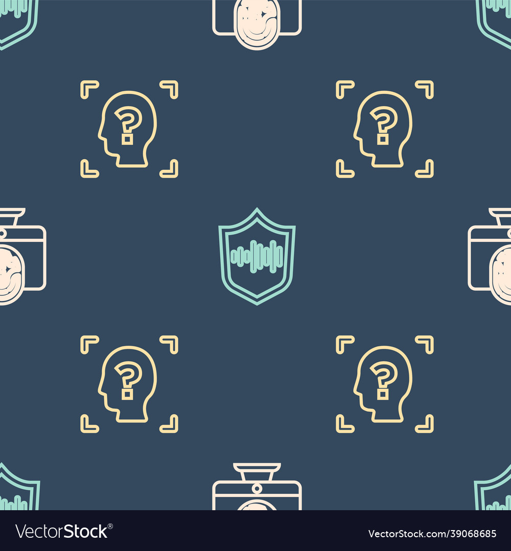 Set line monitor with fingerprint face vector image Set line monitor with fingerprint face