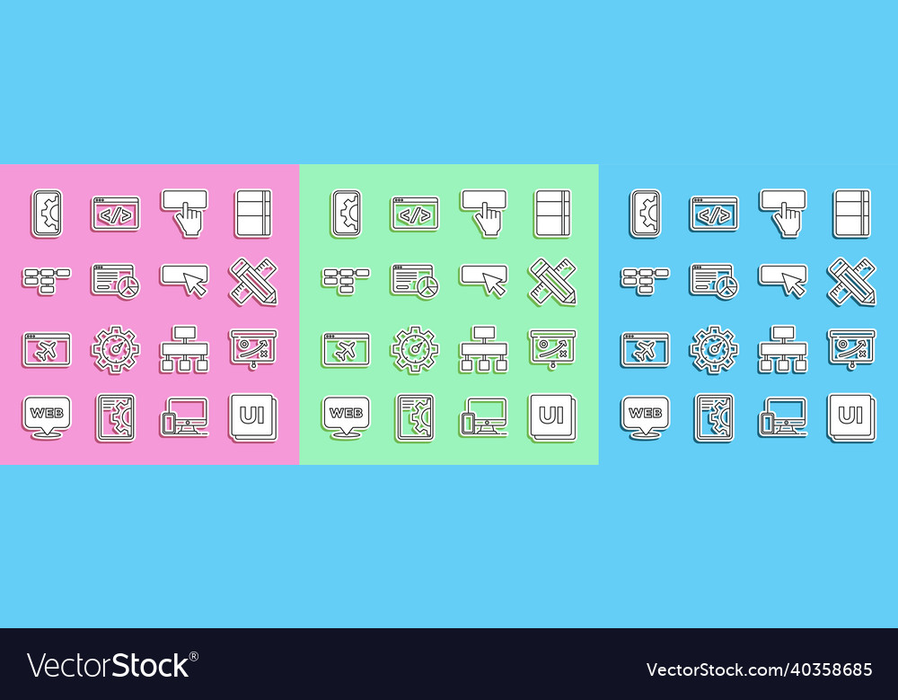 Set line ui or ux design planning strategy vector image Set line ui or ux design planning strategy