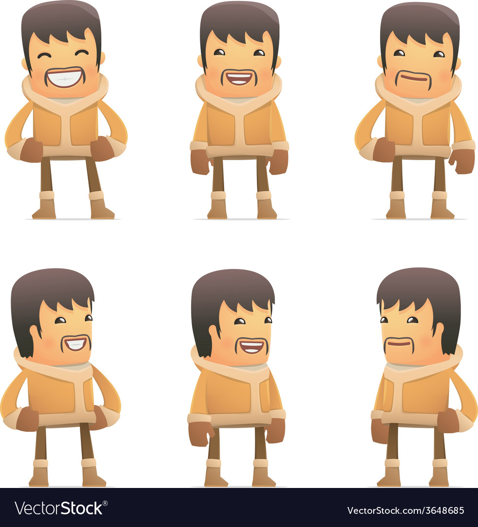 Set of eskimo character in different poses