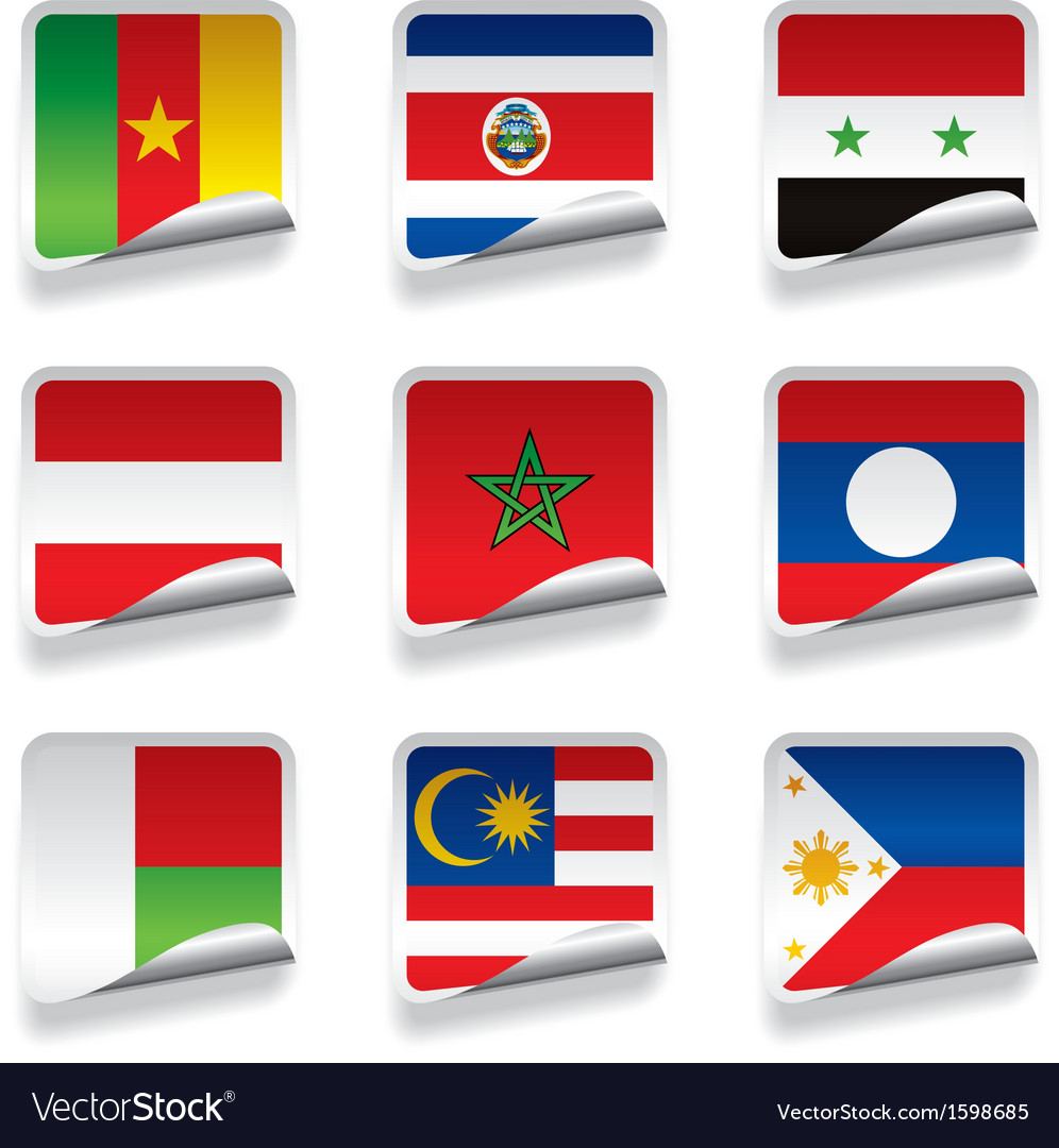 Sticker flags Royalty Free Vector Image - VectorStock