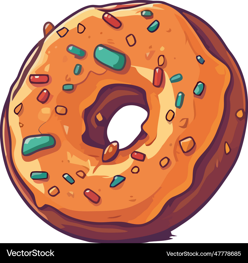 Sweet donut with sprinkles icon Royalty Free Vector Image