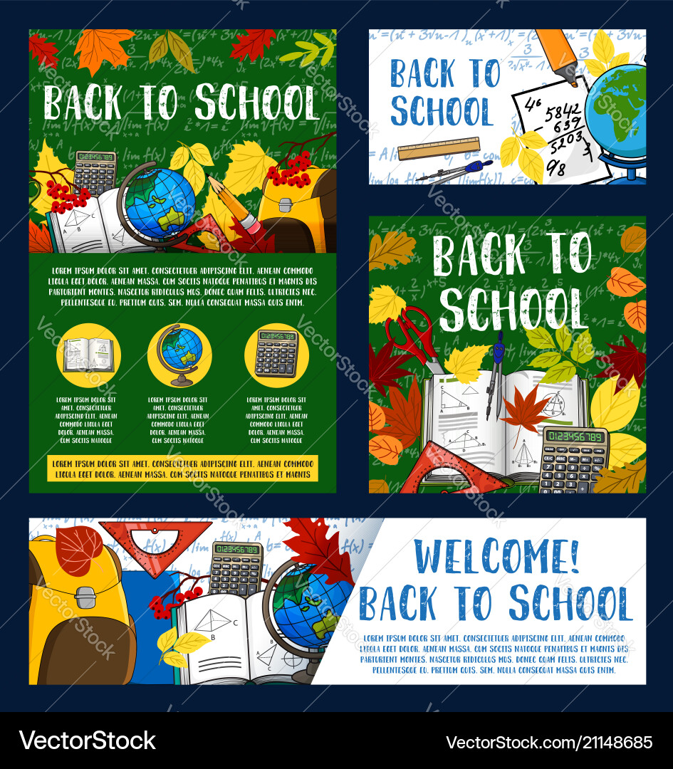 Welcome Back To School Greeting Banner Design Vector Image