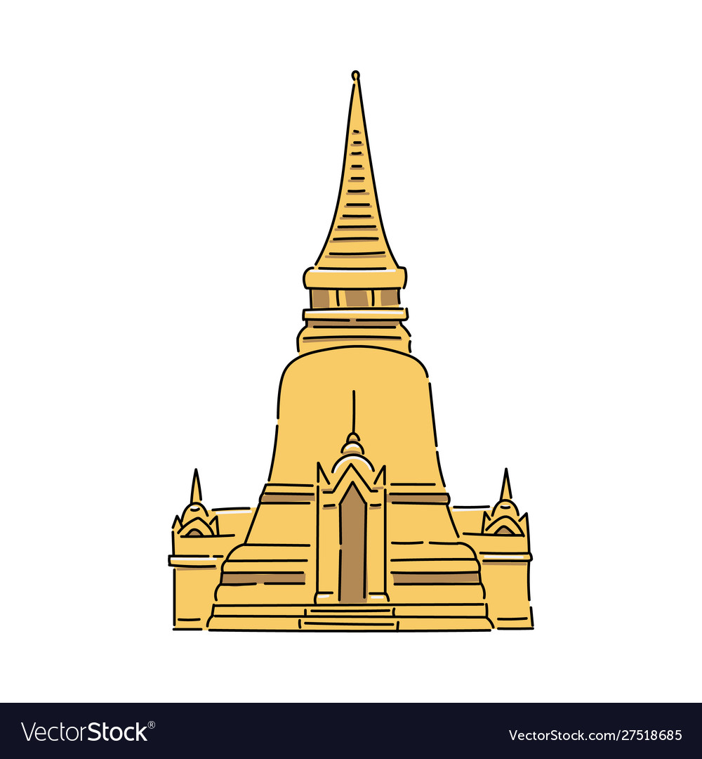 Yellow thailand temple - flat isolated icon